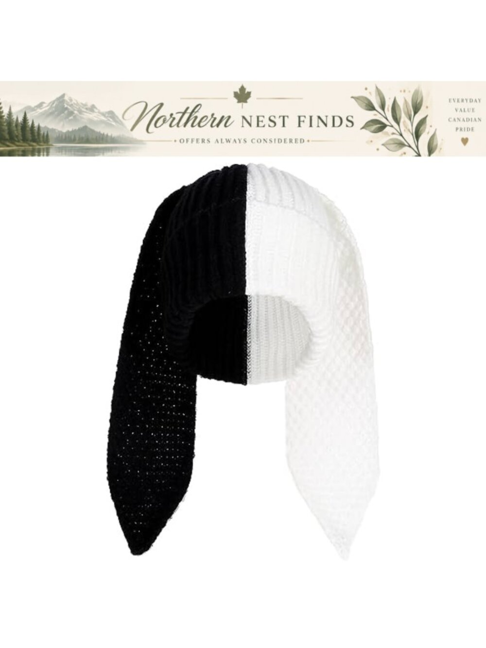 Winter Knitted Beanie Hat for Women Long Ears Bunny Warm Skull Cap Rabbit